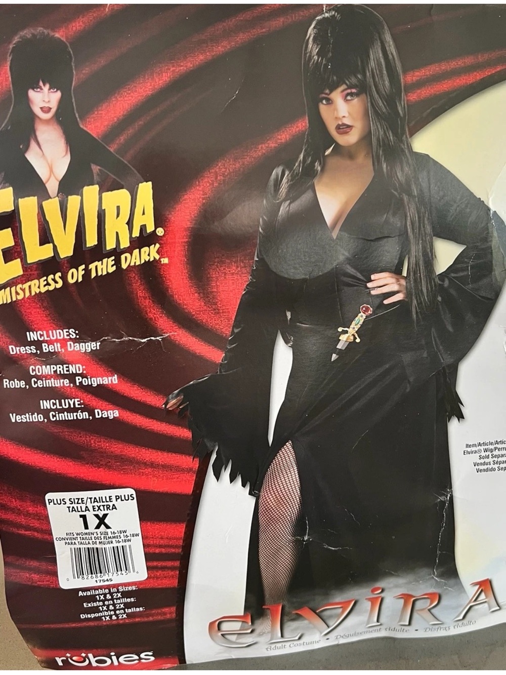 Elvira Mistress of the Dark Halloween Cosplay Costume Plus Size 1X Dress Only